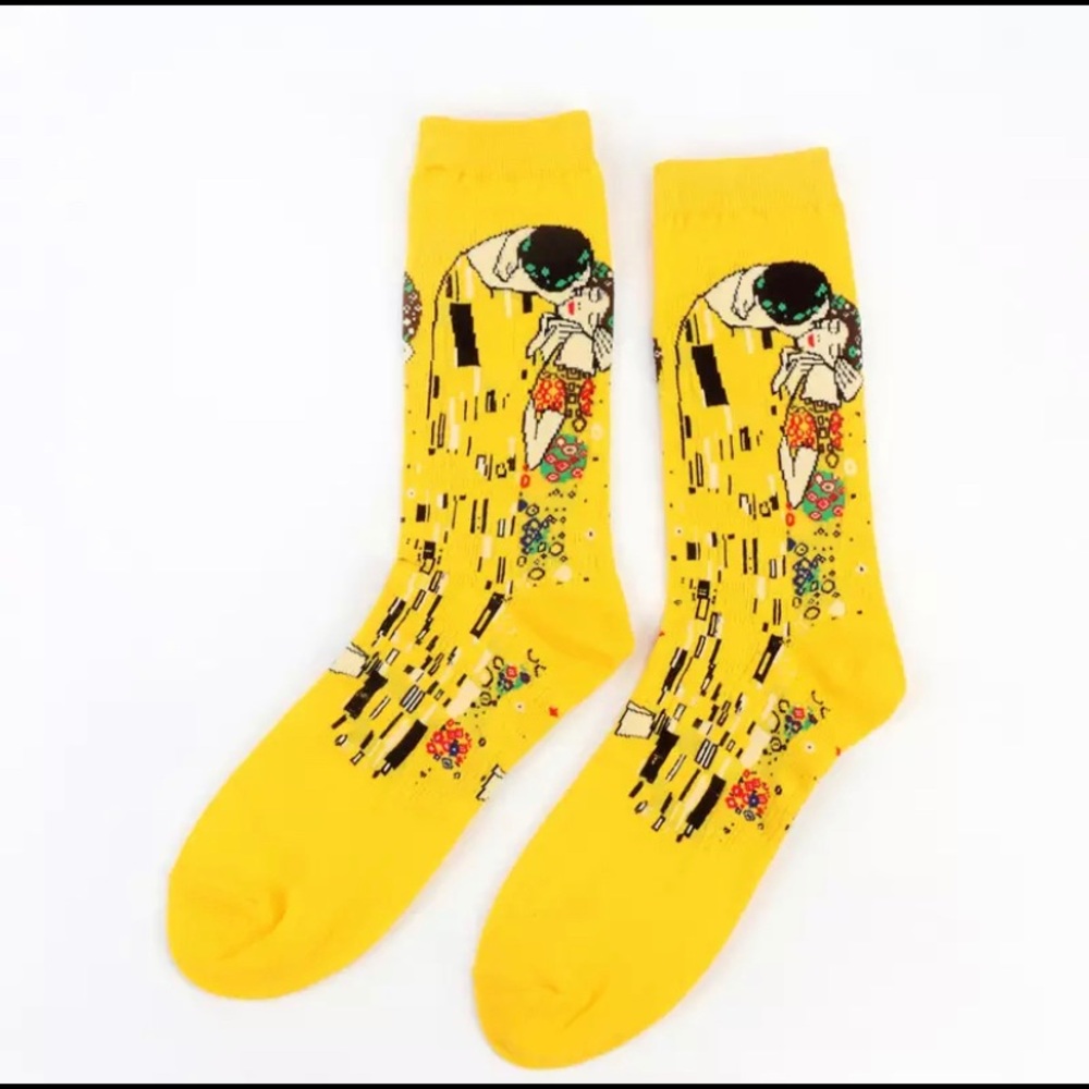 The Kiss Art Painting Fun Socks